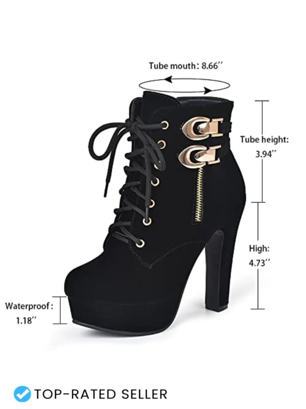 Women's Chunky Heel Platform Ankle Booties Lace Up Round Toe PU Suede